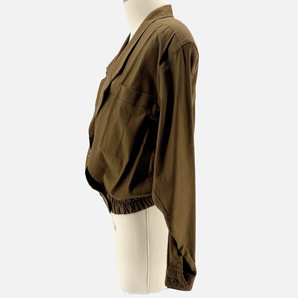 Vtg 80s Cropped Brown Boho Chic Freedom Parisian Military Jacket - Picture 3 of 13